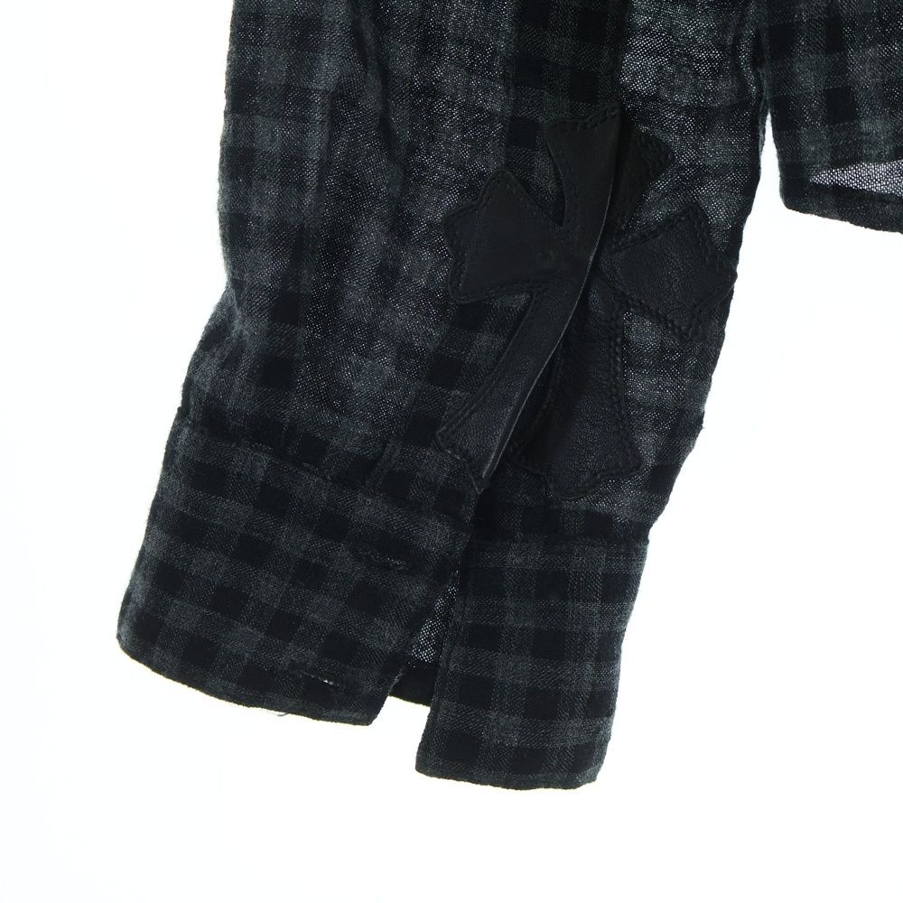 Chrome Hearts Looseends Cross Ball Button Check Long Sleeve Shirt — view 6