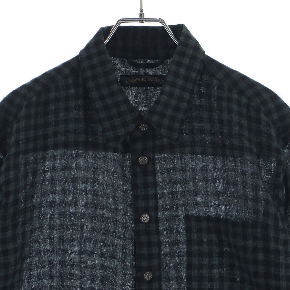 Chrome Hearts Looseends Cross Ball Button Check Long Sleeve Shirt — view 3