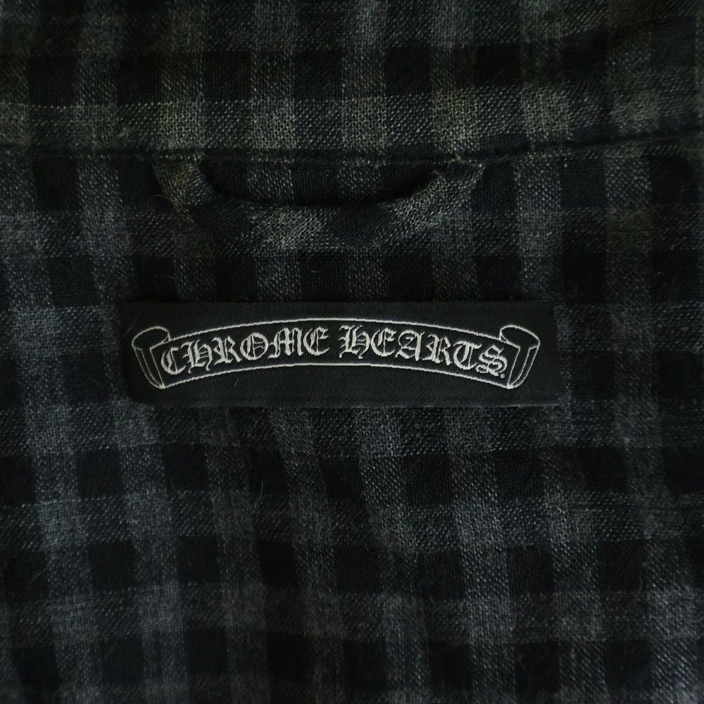 Chrome Hearts Looseends Cross Ball Button Check Long Sleeve Shirt — view 7