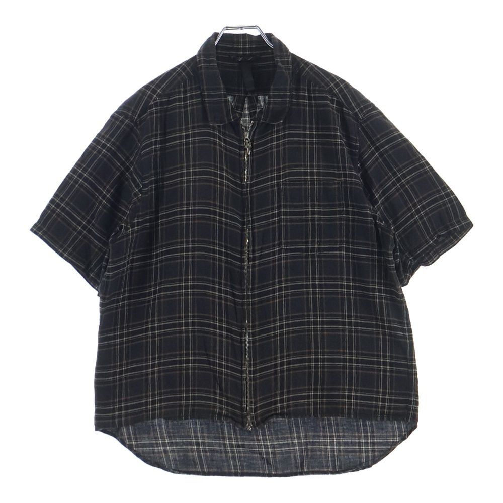 Chrome Hearts Not Heywood Daga Zip Up Flannel Check Short Sleeve Shirt