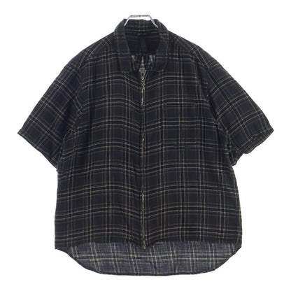 Chrome Hearts Not Heywood Daga Zip Up Flannel Check Short Sleeve Shirt