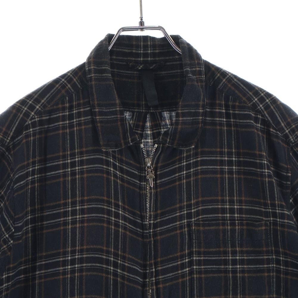 Chrome Hearts Not Heywood Daga Zip Up Flannel Check Short Sleeve Shirt — view 3