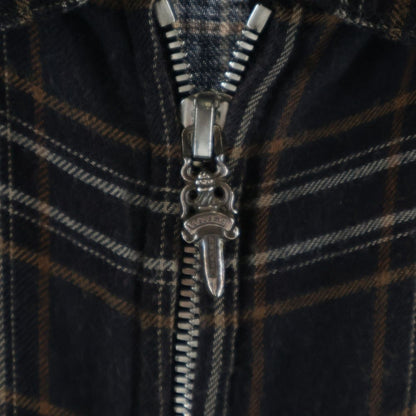 Chrome Hearts Not Heywood Daga Zip Up Flannel Check Short Sleeve Shirt — view 6
