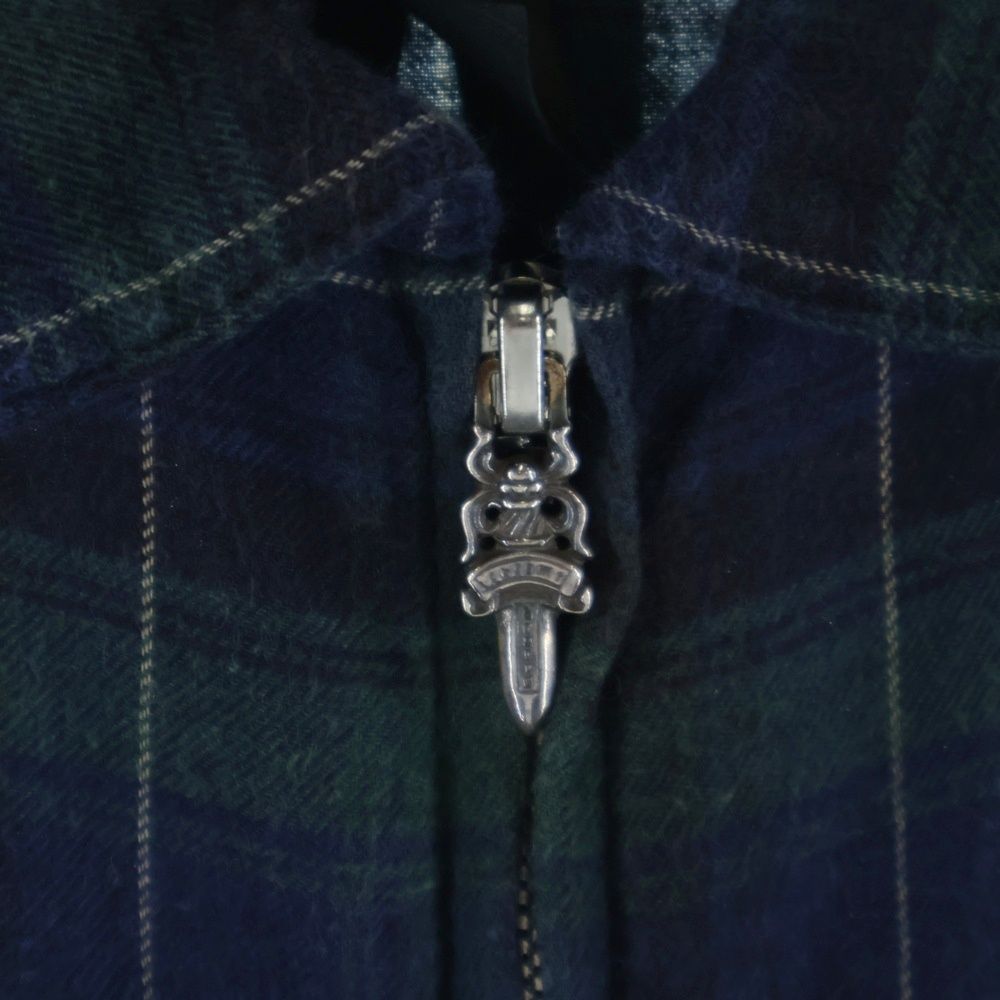 Chrome Hearts Not Heywood Daga Zip Up Flannel Check Long Sleeve Shirt — view 6