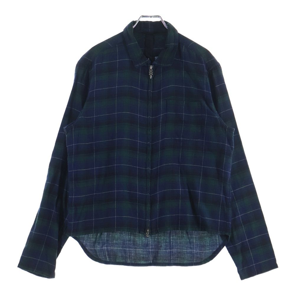 Chrome Hearts Not Heywood Daga Zip Up Flannel Check Long Sleeve Shirt