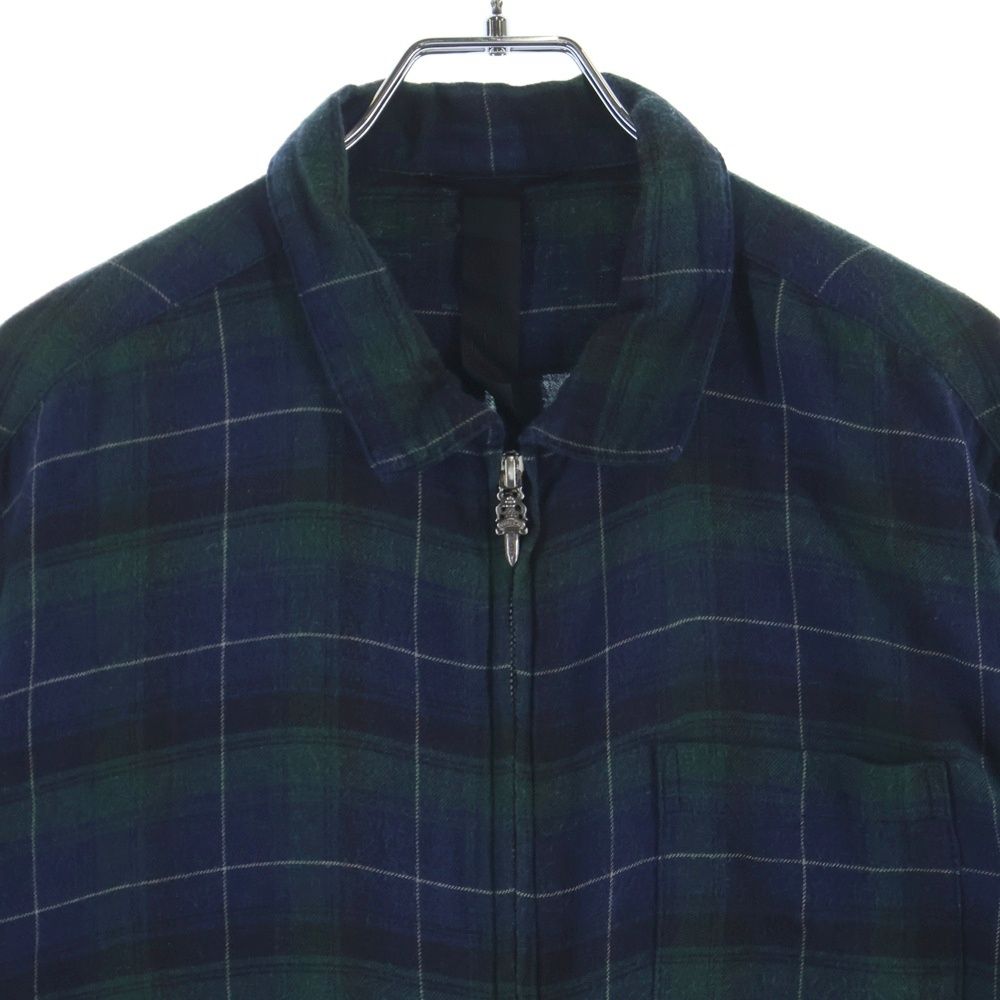 Chrome Hearts Not Heywood Daga Zip Up Flannel Check Long Sleeve Shirt — view 3