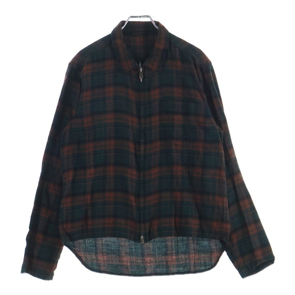 Chrome Hearts Not Heywood Daga Zip Up Flannel Check Long Sleeve Shirt
