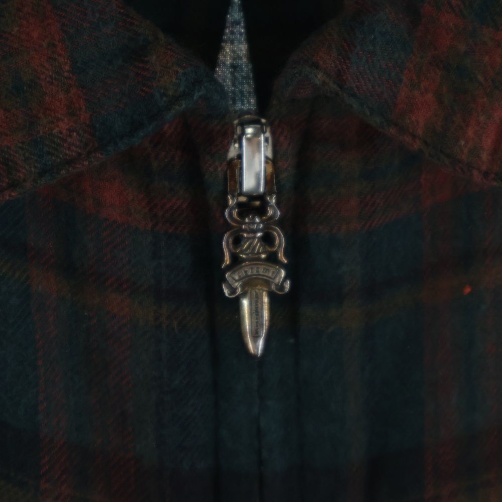 Chrome Hearts Not Heywood Daga Zip Up Flannel Check Long Sleeve Shirt — view 6