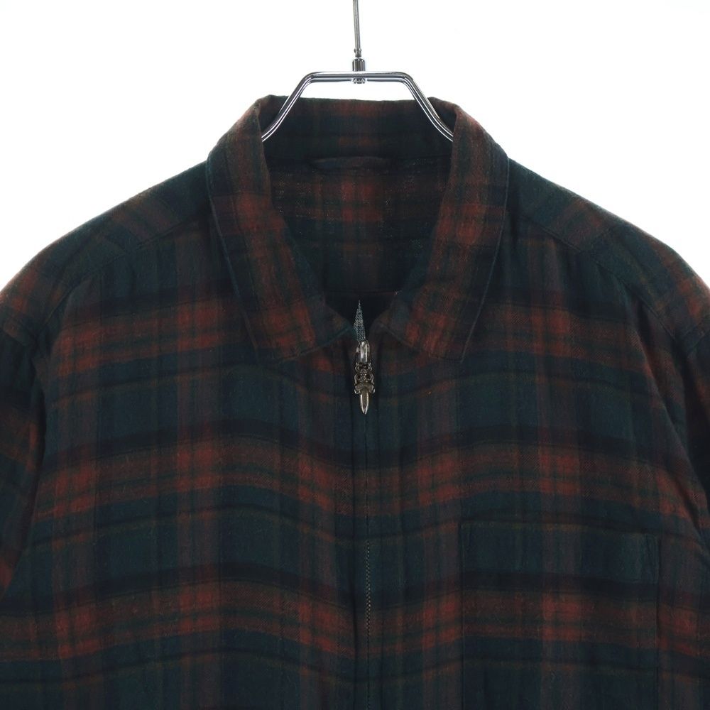 Chrome Hearts Not Heywood Daga Zip Up Flannel Check Long Sleeve Shirt — view 3