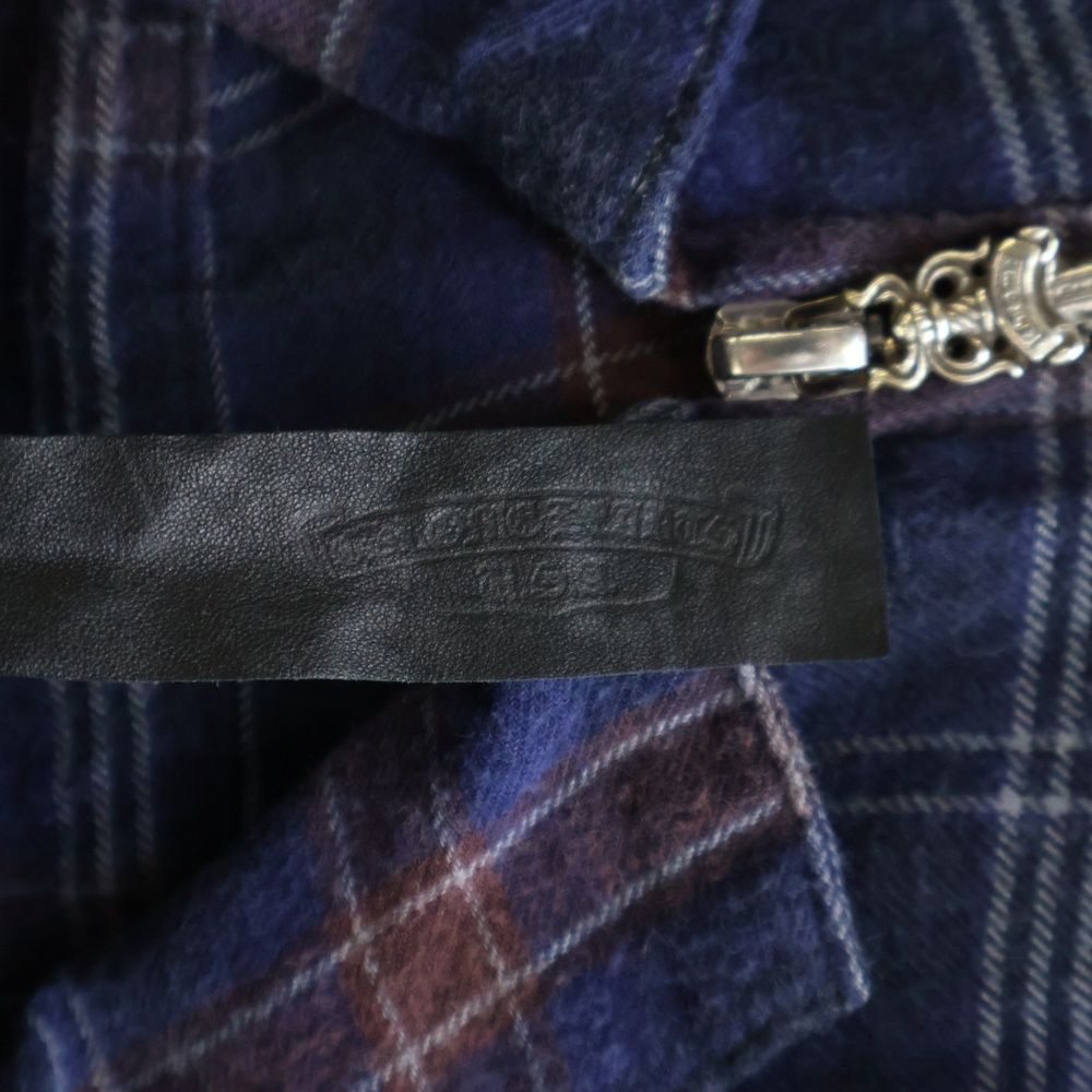 Chrome Hearts Not Heywood Daga Zip Up Flannel Check Short Sleeve Shirt — view 7