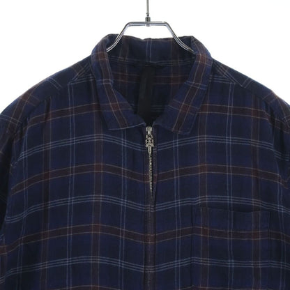 Chrome Hearts Not Heywood Daga Zip Up Flannel Check Short Sleeve Shirt — view 3