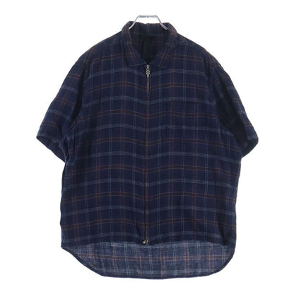 Chrome Hearts Not Heywood Daga Zip Up Flannel Check Short Sleeve Shirt
