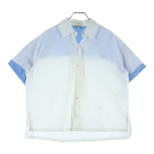 Loewe Anagram Embroidered Short Sleeve Shirt White Blue 32