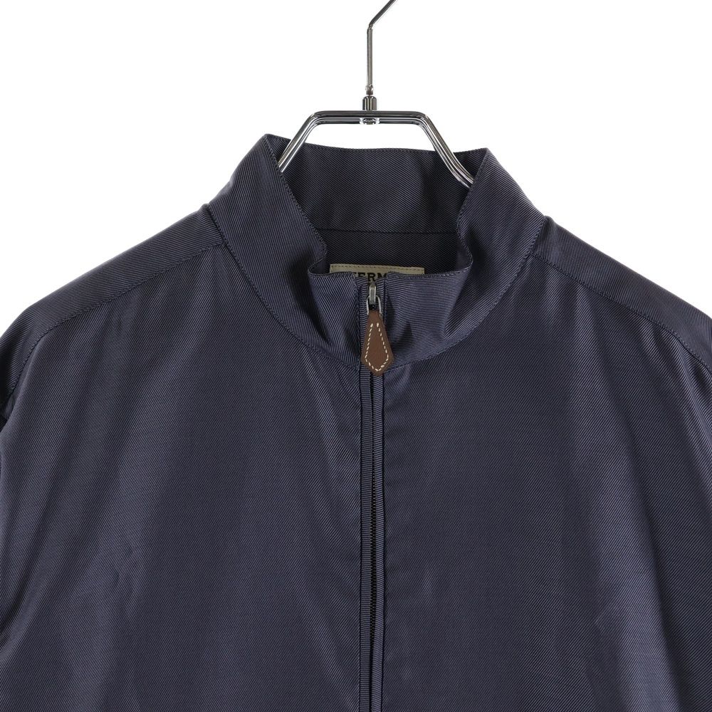 Hermes Half Zip Shirt Herringbone Purple Gray Cotton — view 3