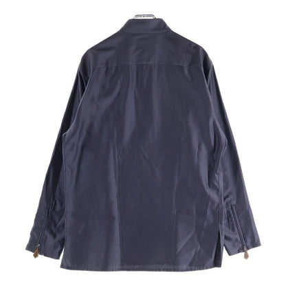 Hermes Half Zip Shirt Herringbone Purple Gray Cotton — view 2