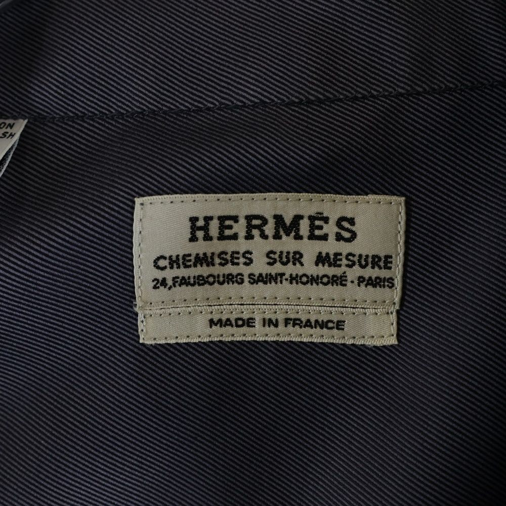 Hermes Half Zip Shirt Herringbone Purple Gray Cotton — view 7