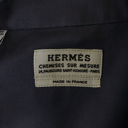 Hermes Half Zip Shirt Herringbone Purple Gray Cotton — view 7