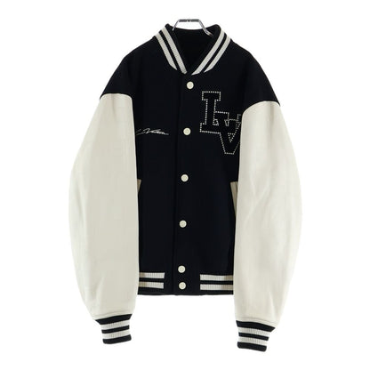 Louis Vuitton Farrell Varsity Arm Leather Stadium Jacket Wool Black 52 Bqv — view 2