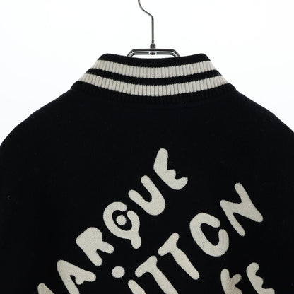 Louis Vuitton Farrell Varsity Arm Leather Stadium Jacket Wool Black 52 Bqv — view 4