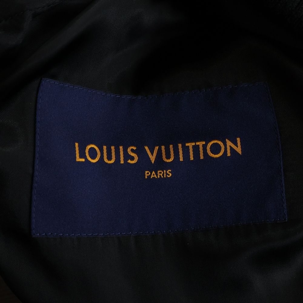 Louis Vuitton Farrell Varsity Arm Leather Stadium Jacket Wool Black 52 Bqv — view 6