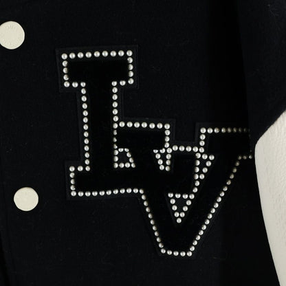 Louis Vuitton Farrell Varsity Arm Leather Stadium Jacket Wool Black 52 Bqv — view 5