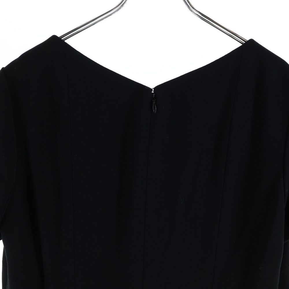 Chanel Coco Button Knee Length Dress Black Wool 42 — view 4