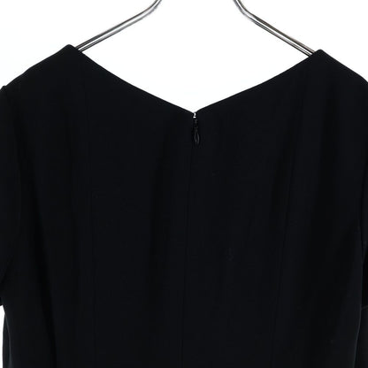 Chanel Coco Button Knee Length Dress Black Wool 42 — view 4