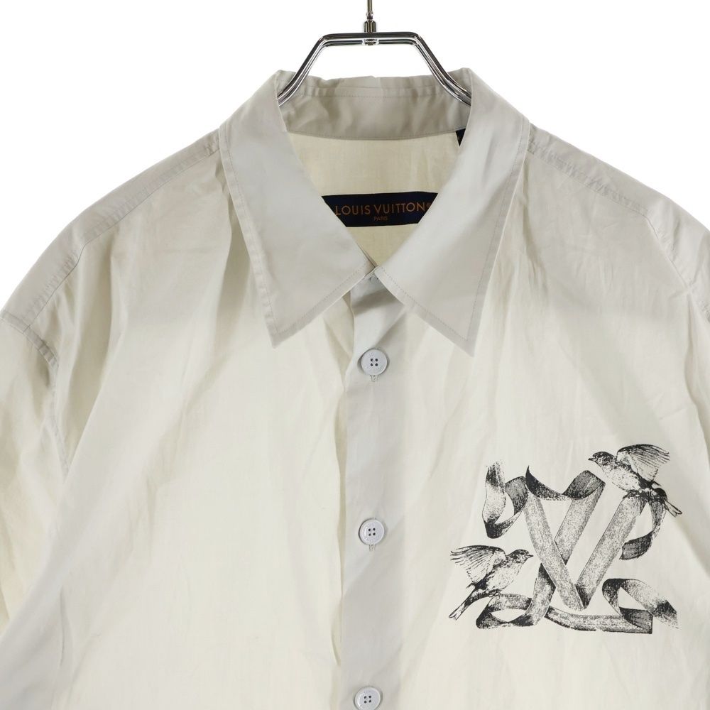 Louis Vuitton LV Bird Logo Print Short Sleeve Shirt Ivory Ave — view 3