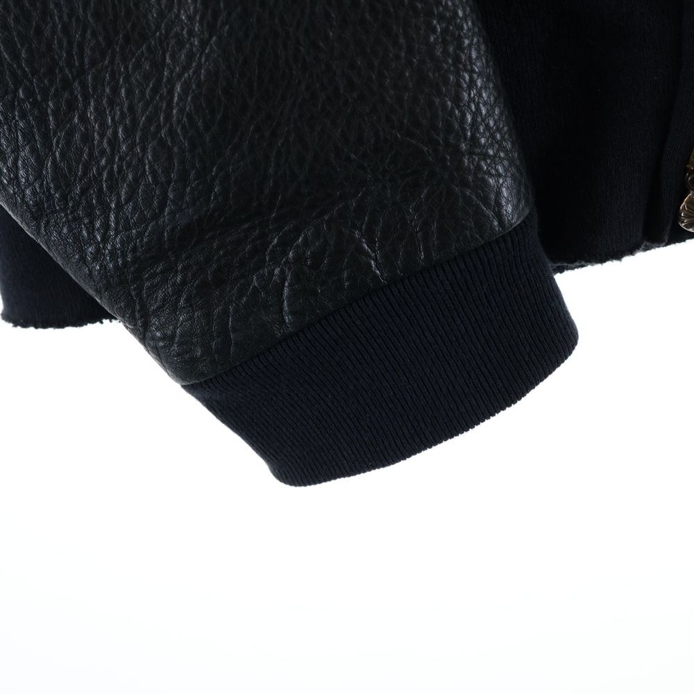 Chrome Hearts Not HD Zip Sleeve Leather Cut Replacement Cross Patch Zip Hoodie — view 6