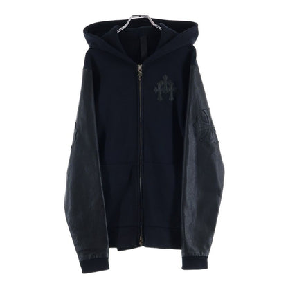 Chrome Hearts Not HD Zip Sleeve Leather Cut Replacement Cross Patch Zip Hoodie