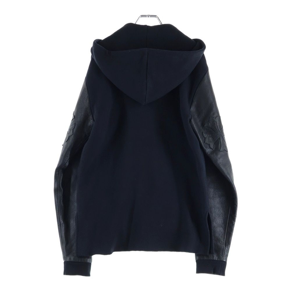 Chrome Hearts Not HD Zip Sleeve Leather Cut Replacement Cross Patch Zip Hoodie — view 2