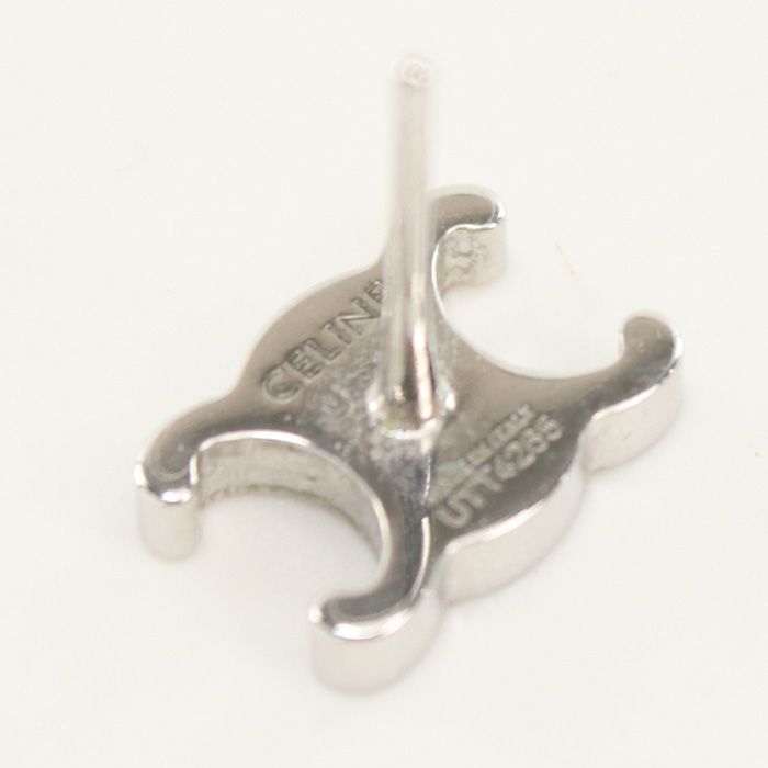Celine Rhodium Finish Brass Triomphe Studs Earrings Metal — view 3