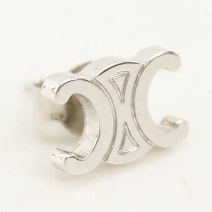 Celine Rhodium Finish Brass Triomphe Studs Earrings Metal — view 2