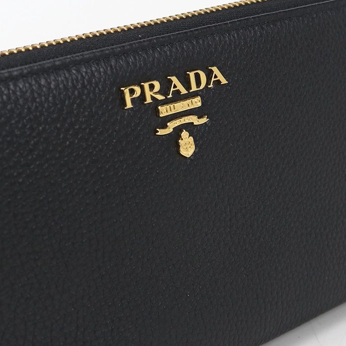Prada Zip Around Vitello Gray Leather Wallet — view 8