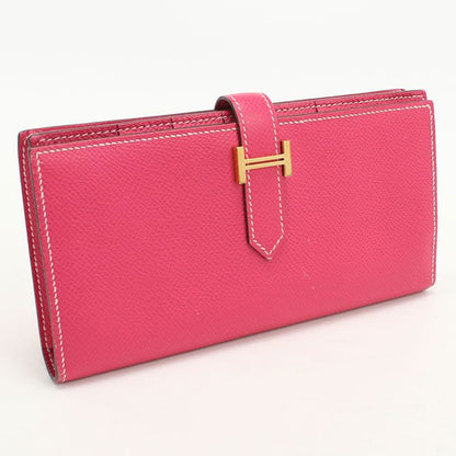Hermes Bearn Souffle Wallet with Bifold Coin Purse Rose Tyrian