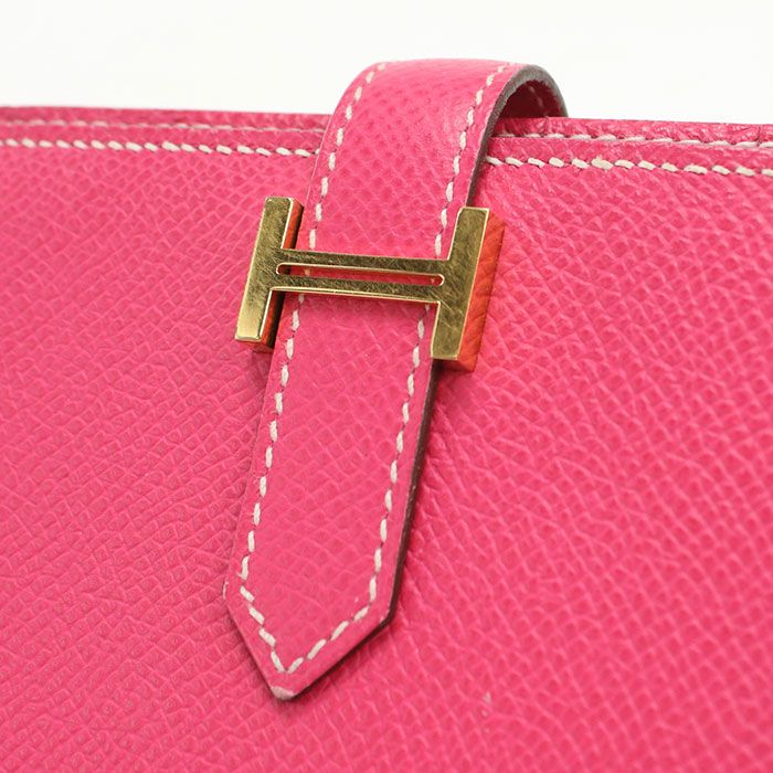 Hermes Bearn Souffle Wallet with Bifold Coin Purse Rose Tyrian — view 4