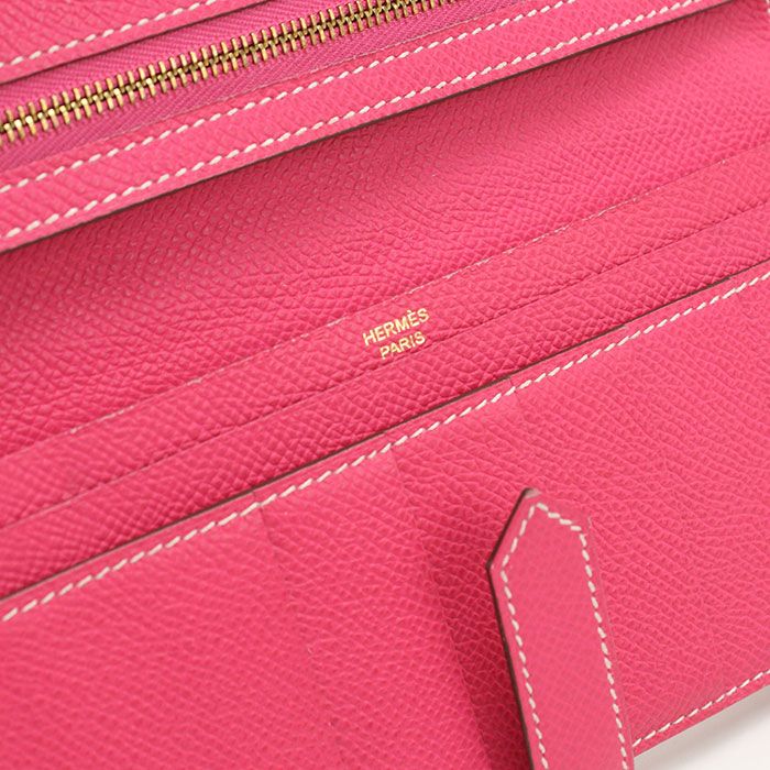 Hermes Bearn Souffle Wallet with Bifold Coin Purse Rose Tyrian — view 6