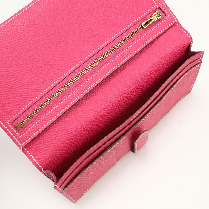 Hermes Bearn Souffle Wallet with Bifold Coin Purse Rose Tyrian — view 3