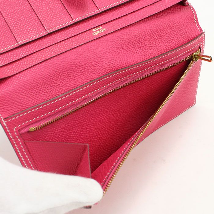 Hermes Bearn Souffle Wallet with Bifold Coin Purse Rose Tyrian — view 8
