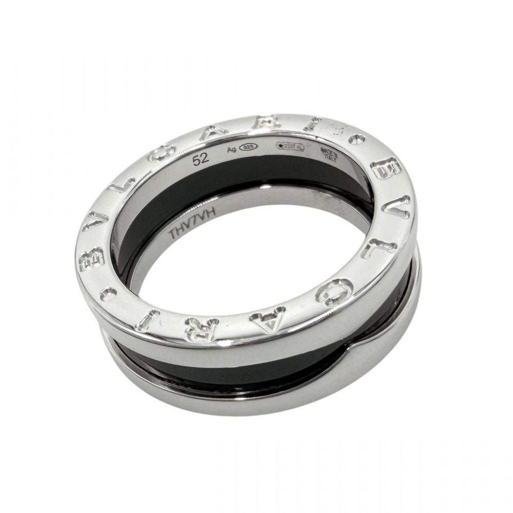 Bvlgari Ring Save the Children Band 52 925 Sterling Silver Ceramic Black