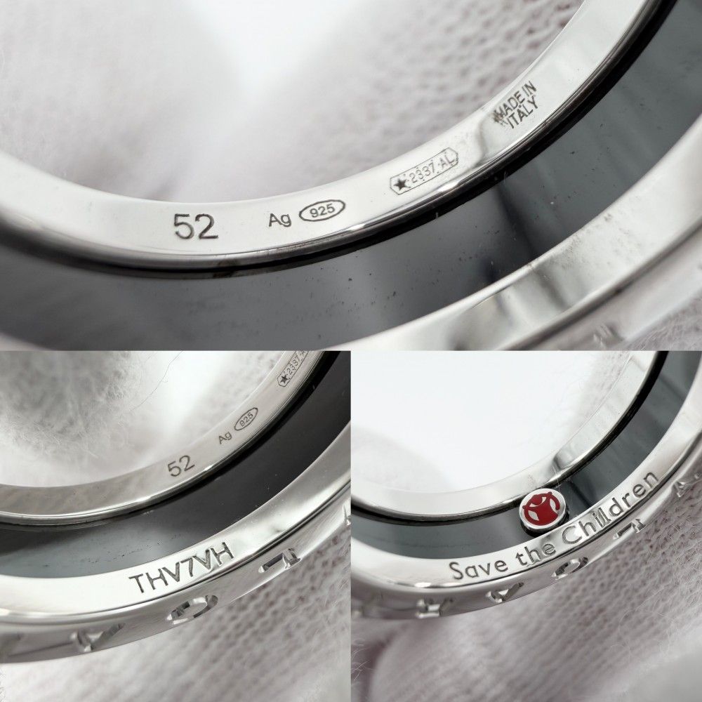 Bvlgari Ring Save the Children Band 52 925 Sterling Silver Ceramic Black