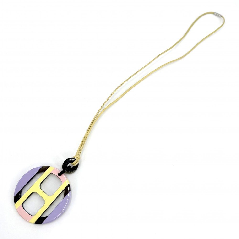 Hermes Necklace Equipe Pendant Hose Purple Pink Buffalo Horn Leather Hypno — view 4