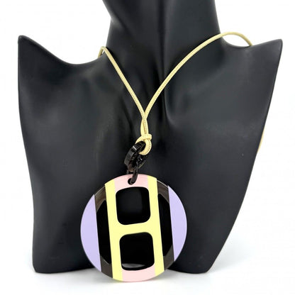 Hermes Necklace Equipe Pendant Hose Purple Pink Buffalo Horn Leather Hypno — view 2