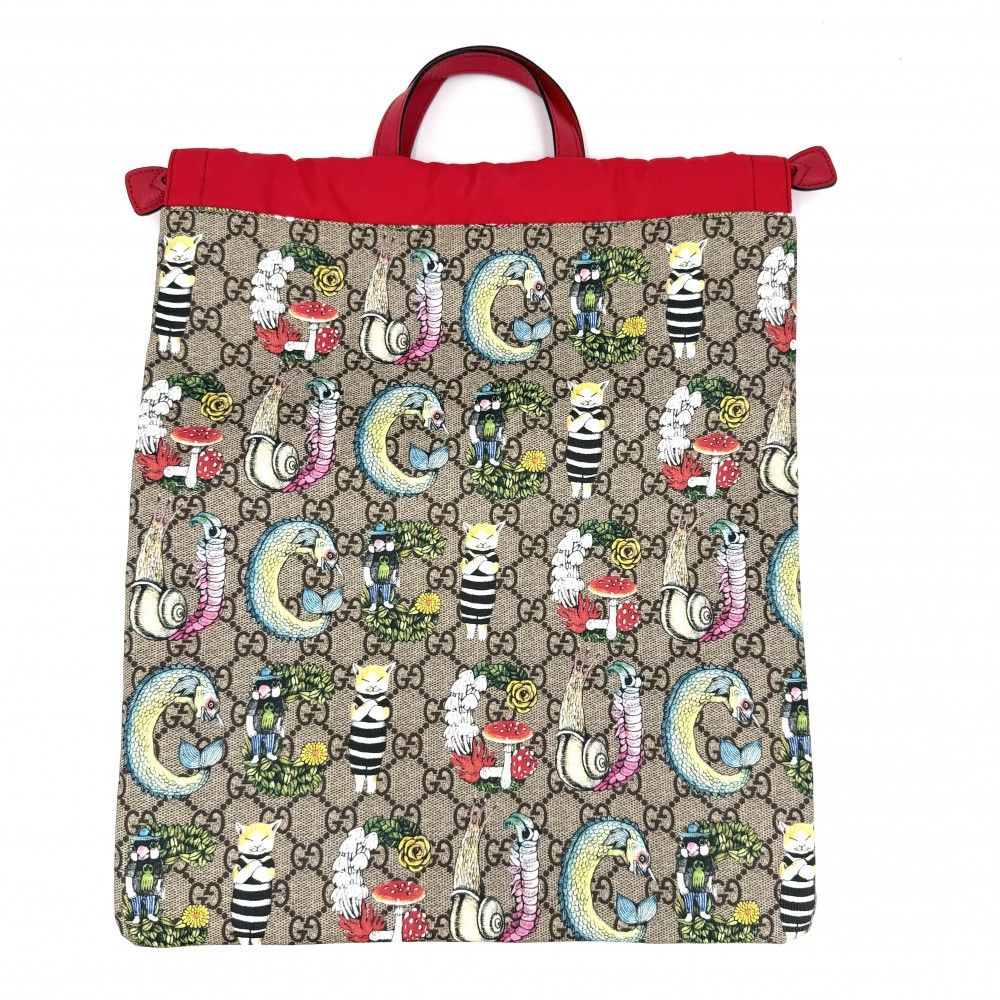 Gucci Backpack Yuko Higuchi Collaboration Children GG Supreme Canvas Leather