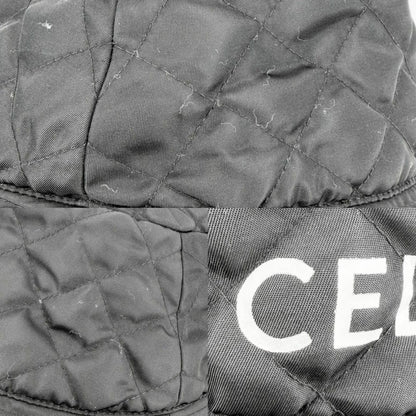Celine Hat Quilted Bucket Hat Nylon Twill Logo Print M Black Orange — view 6