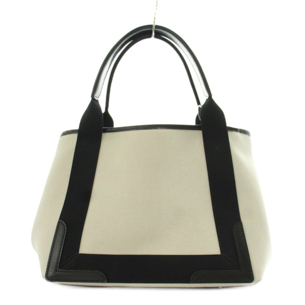 Balenciaga Navy Cabas S Tote Logo Floral Canvas Leather White Black — view 3