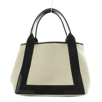 Balenciaga Navy Cabas S Tote Logo Floral Canvas Leather White Black — view 3
