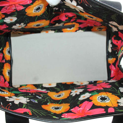 Balenciaga Navy Cabas S Tote Logo Floral Canvas Leather White Black — view 7
