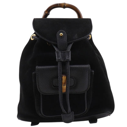 Gucci Bamboo Vintage Suede Black Backpack