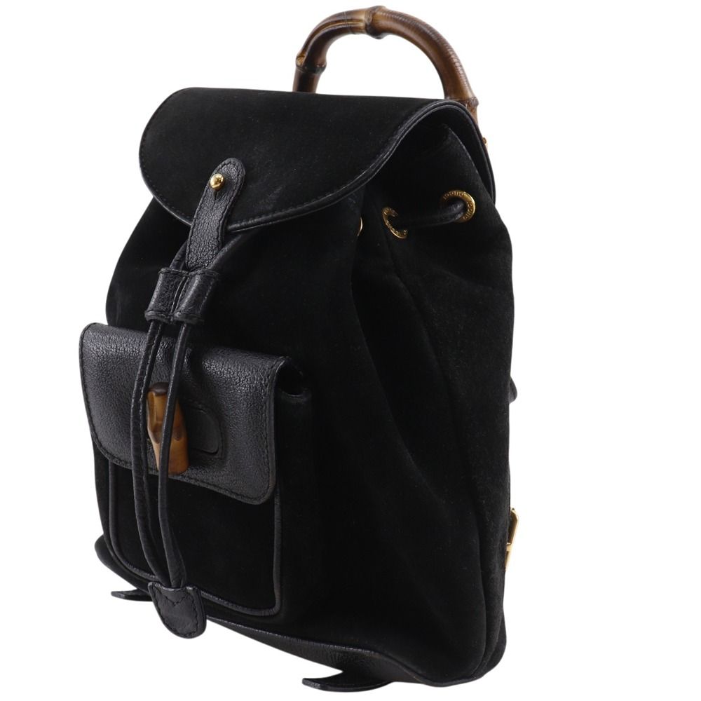 Gucci Bamboo Vintage Suede Black Backpack — view 2